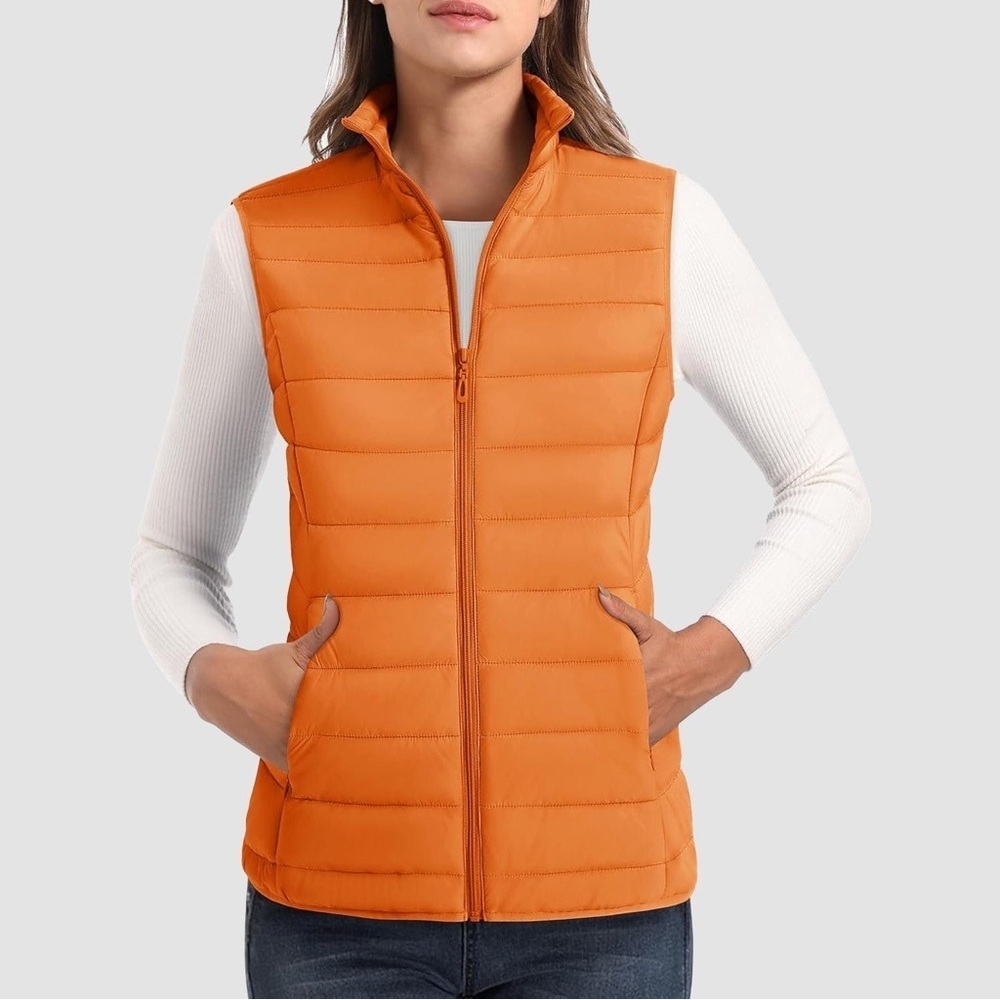 Women's Orange Quilted Vest